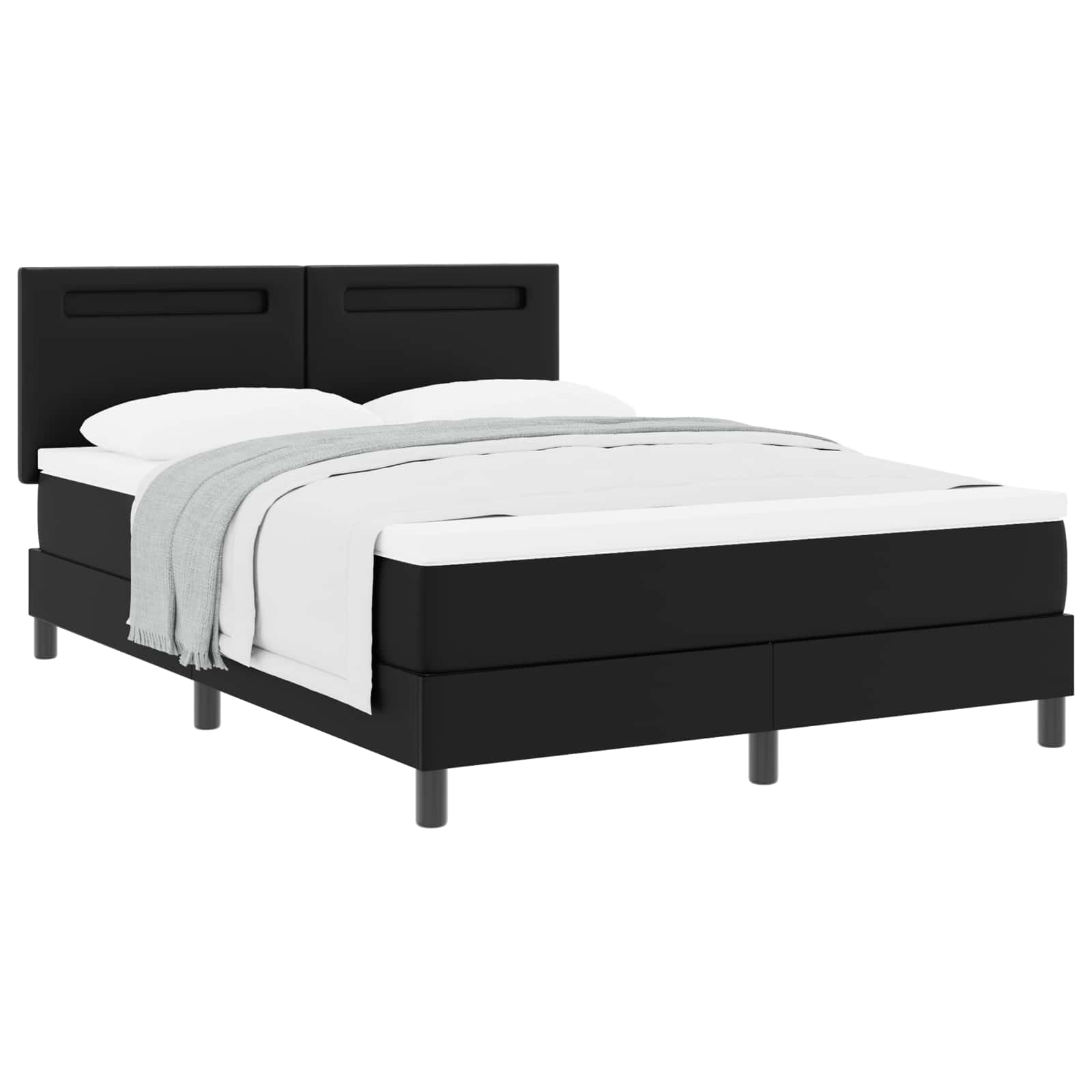 Boxspringbett mit Kopfteil Schwarz 140 x 200 cm Kunstleder
