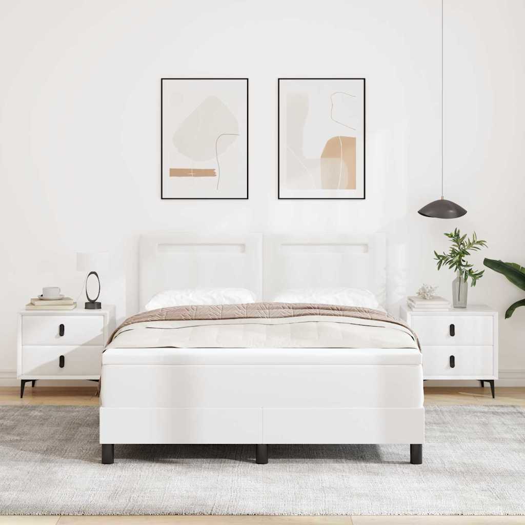 Bettgestell mit Matratze Weiß 140 x 200 cm Kunstleder