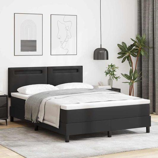 Bettgestell mit Matratze Schwarz 160 x 200 cm Kunstleder