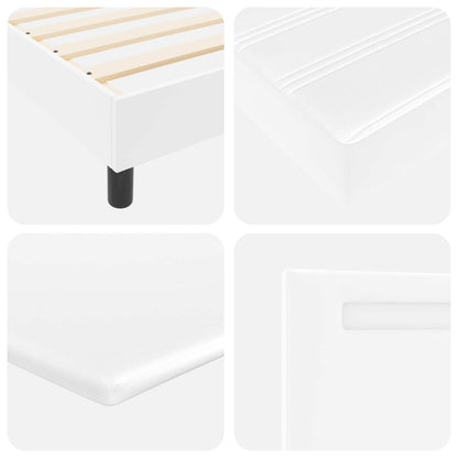 Boxspringbett mit LED-Lichtleisten Weiß 160 x 200 cm Kunstleder