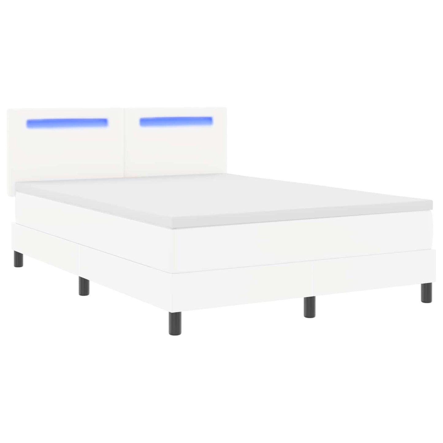 Boxspringbett mit LED-Lichtleisten Weiß 160 x 200 cm Kunstleder