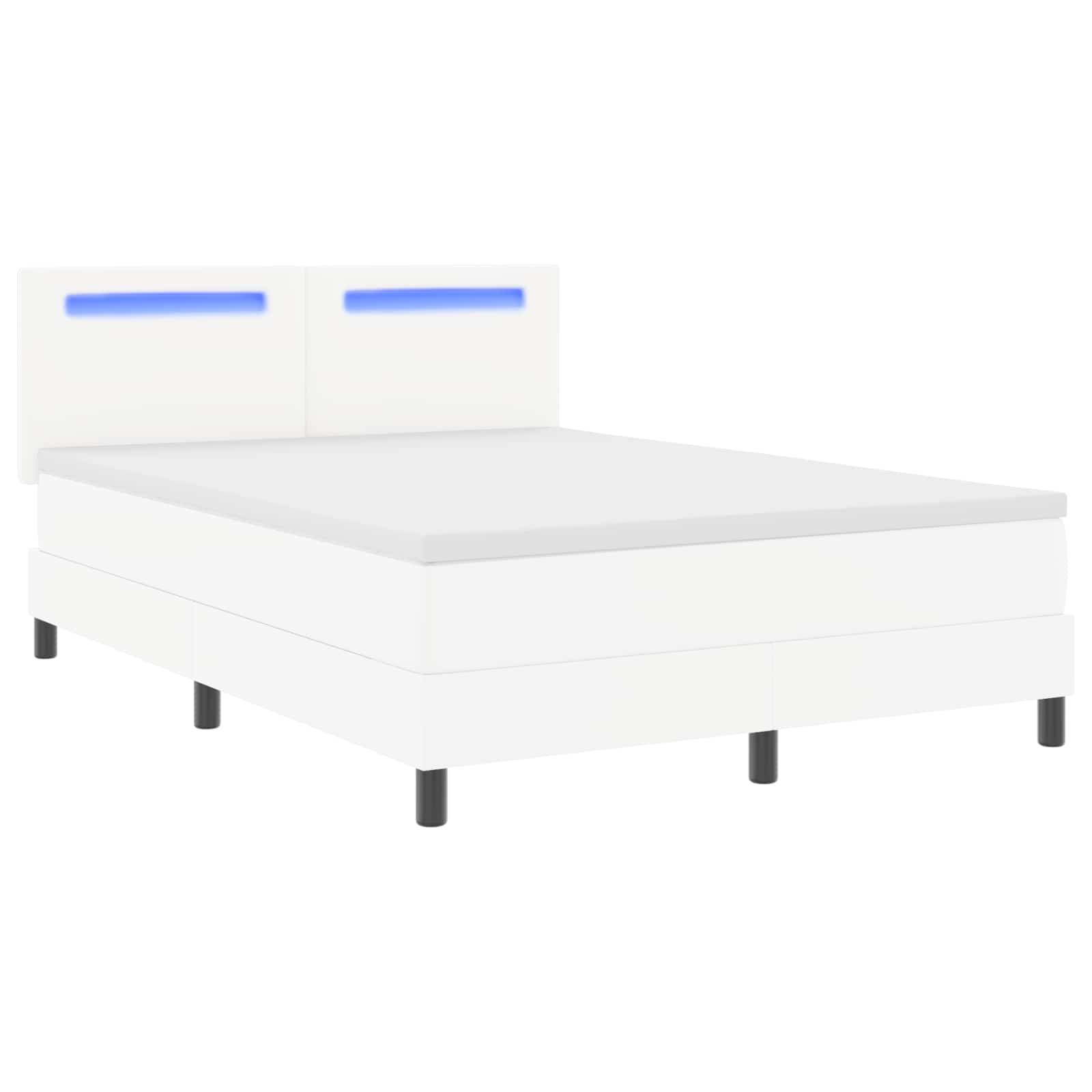 Boxspringbett mit LED-Lichtleisten Weiß 160 x 200 cm Kunstleder