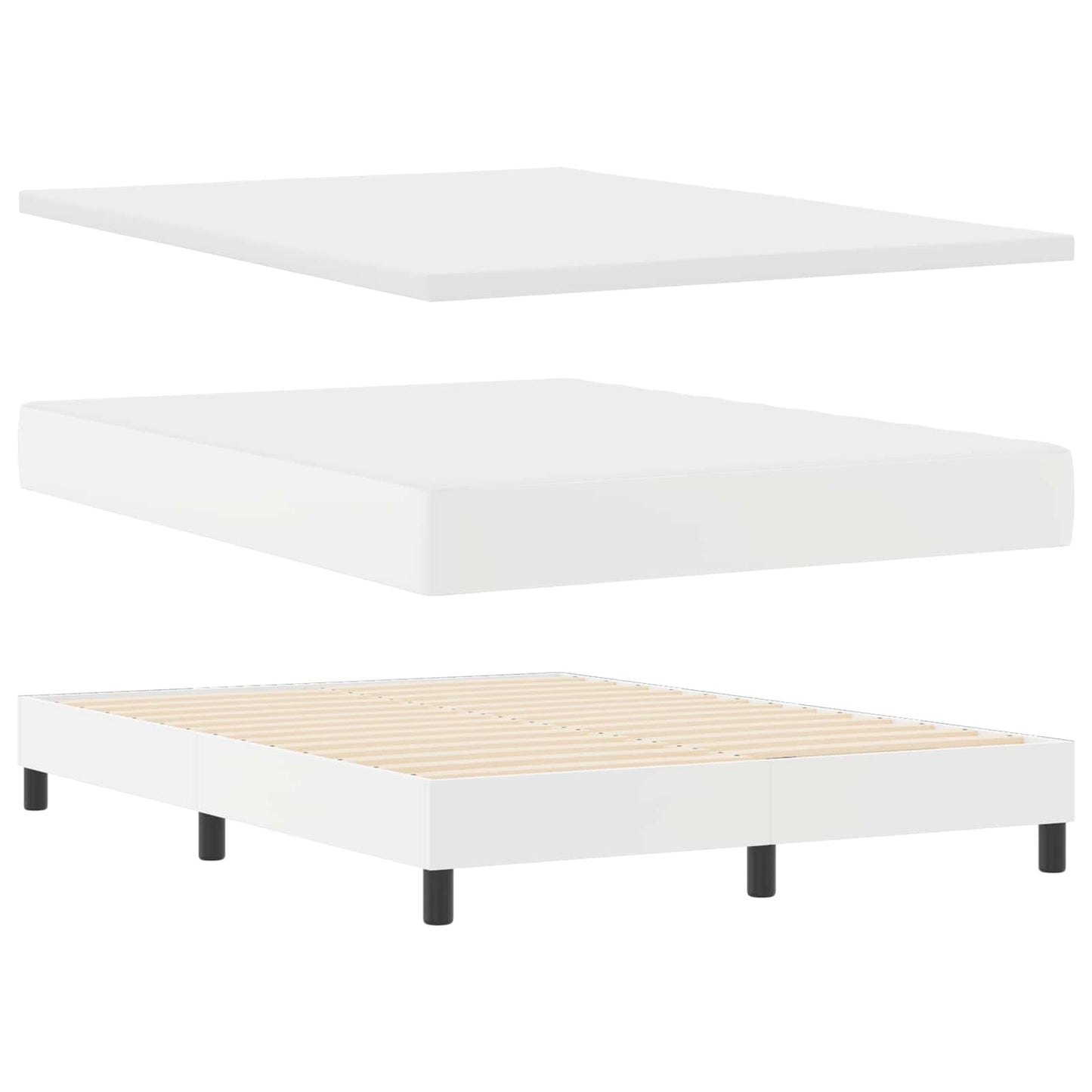 Boxspringbett mit LED-Lichtleisten Weiß 160 x 200 cm Kunstleder