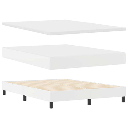 Boxspringbett mit LED-Lichtleisten Weiß 160 x 200 cm Kunstleder