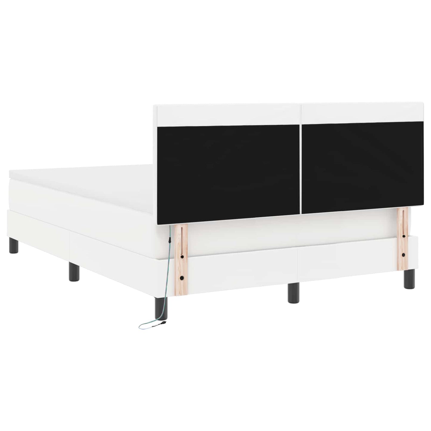 Boxspringbett mit LED-Lichtleisten Weiß 160 x 200 cm Kunstleder