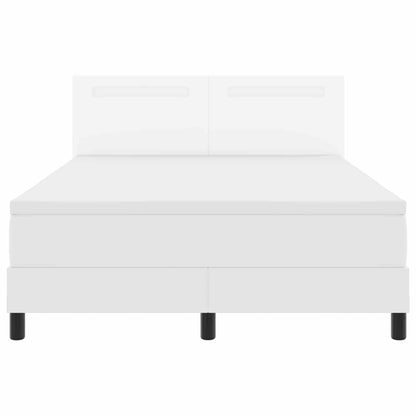 Boxspringbett mit LED-Lichtleisten Weiß 160 x 200 cm Kunstleder