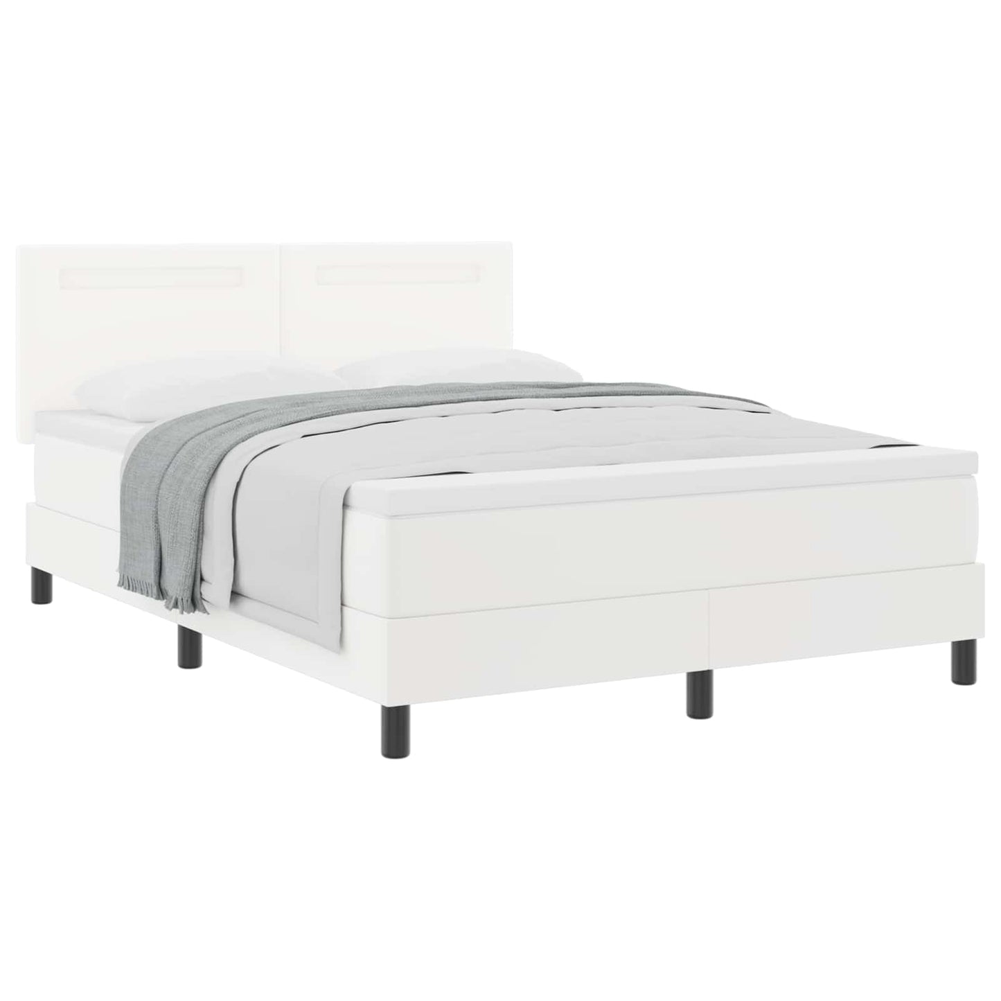 Boxspringbett mit LED-Lichtleisten Weiß 160 x 200 cm Kunstleder