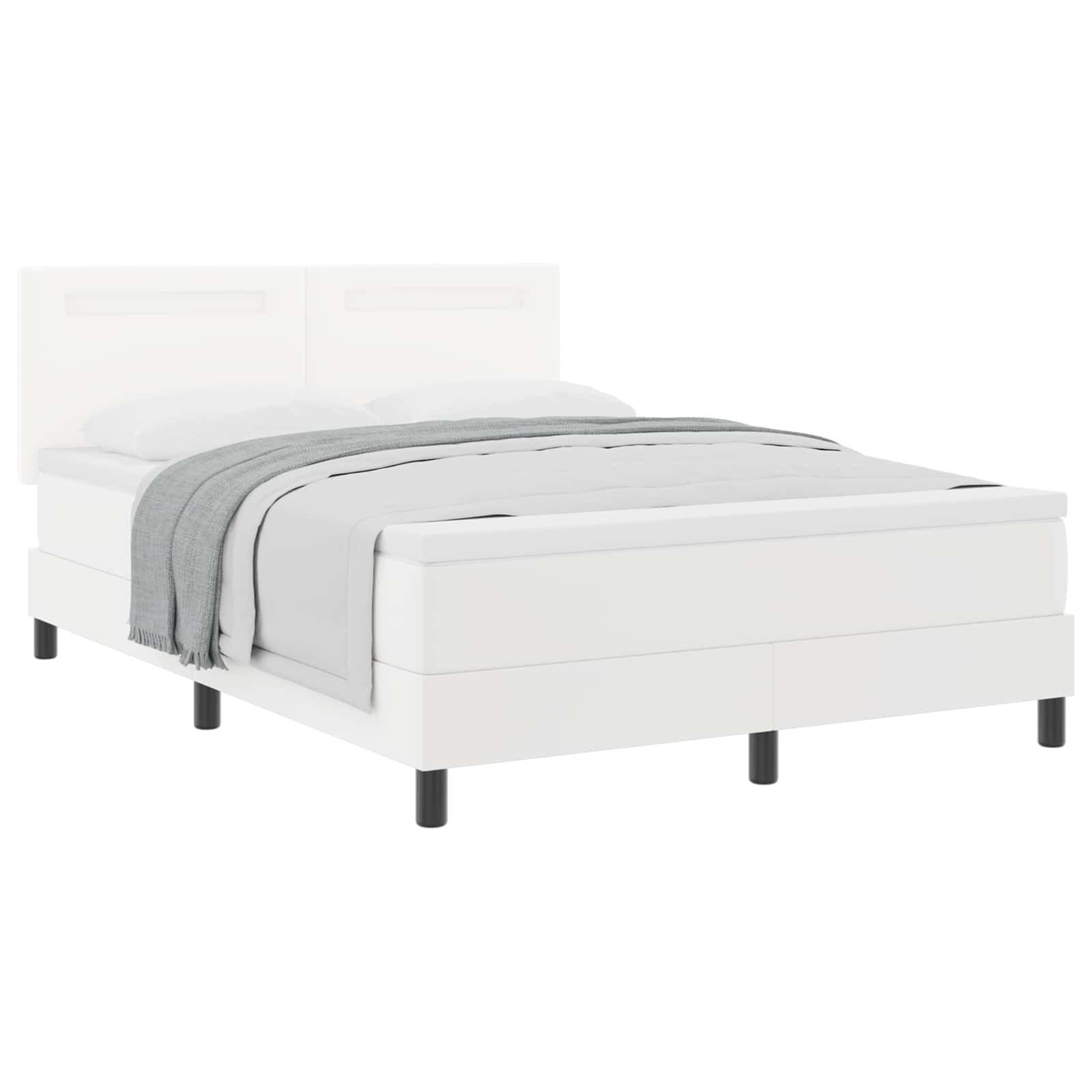 Boxspringbett mit LED-Lichtleisten Weiß 160 x 200 cm Kunstleder