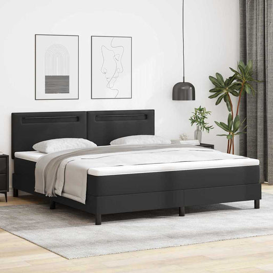Bettgestell mit Matratze Schwarz 180 x 200 cm Kunstleder