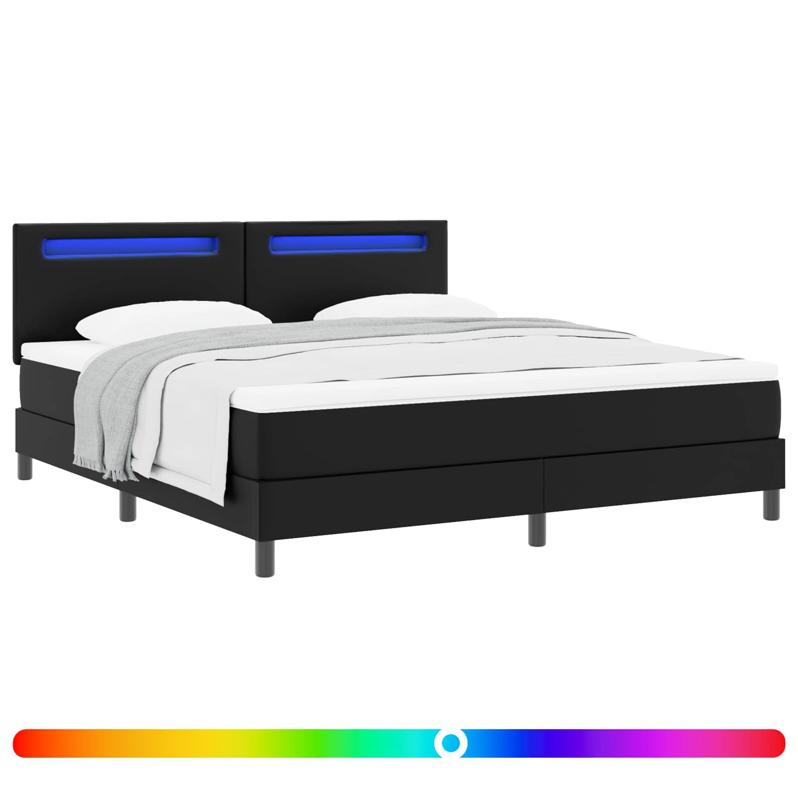 Boxspringbett mit Kopfteil Schwarz 180 x 200 cm Kunstleder