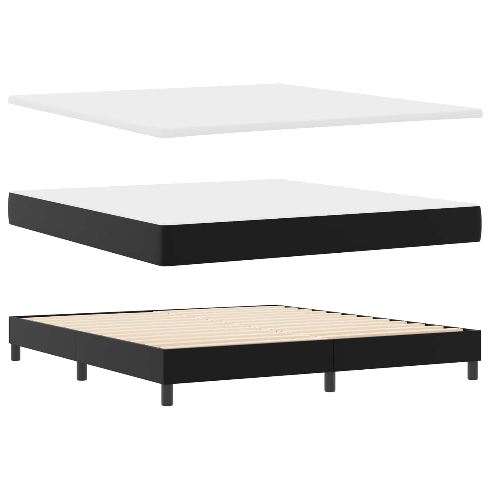 Boxspringbett mit Kopfteil Schwarz 180 x 200 cm Kunstleder