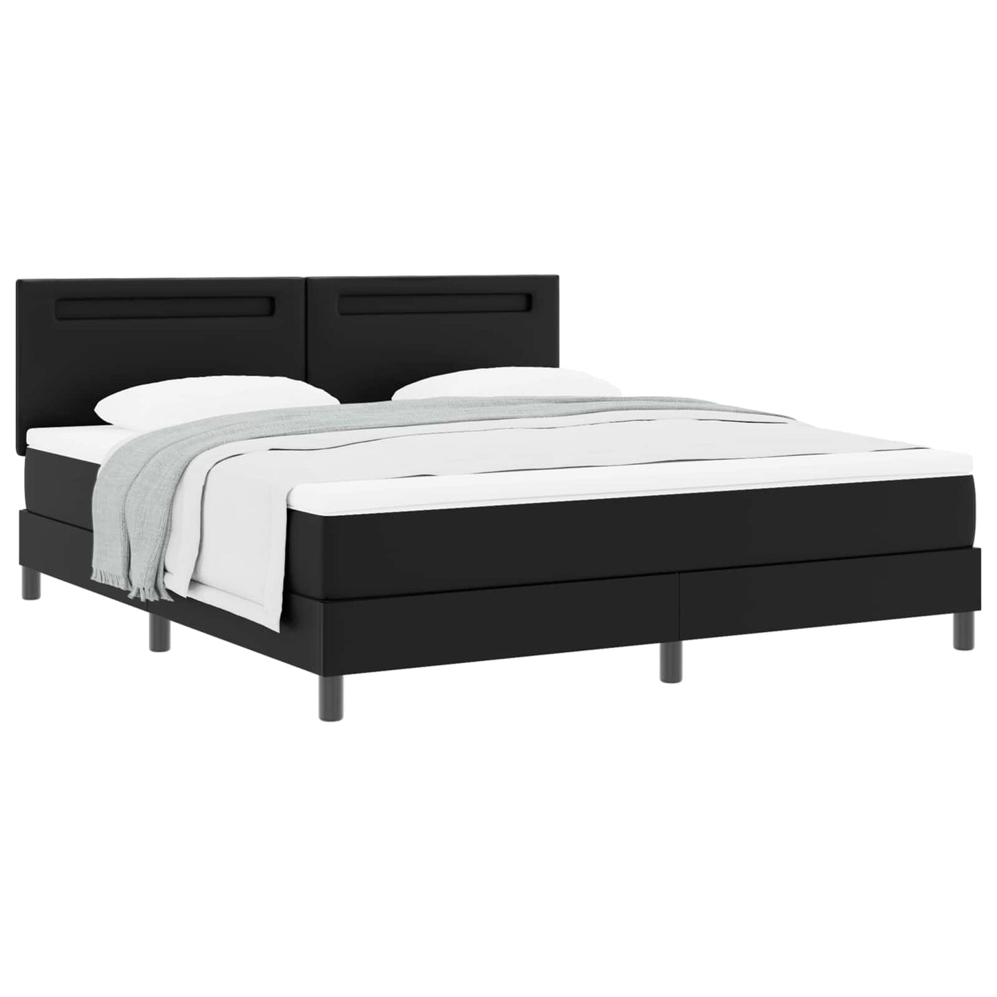 Boxspringbett mit Kopfteil Schwarz 180 x 200 cm Kunstleder