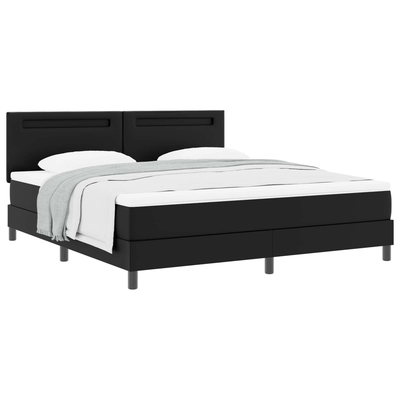 Boxspringbett mit Kopfteil Schwarz 180 x 200 cm Kunstleder