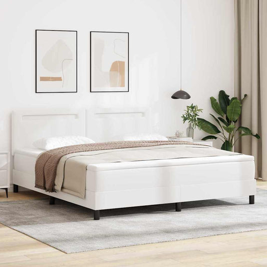 Bettgestell mit Matratze Weiß 180 x 200 cm Kunstleder