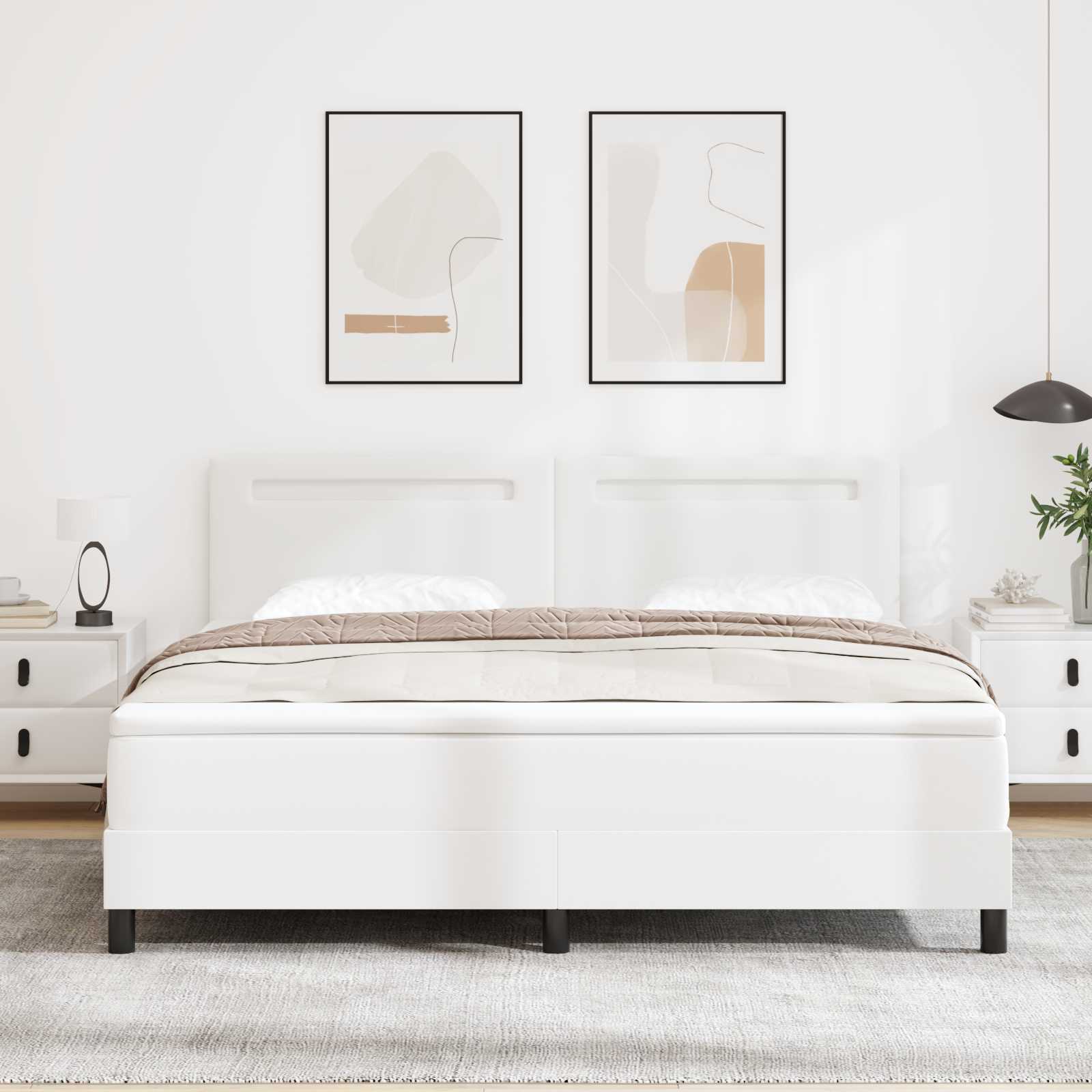 Boxspringbett mit Matratze Weiß 180 x 200 cm Kunstleder