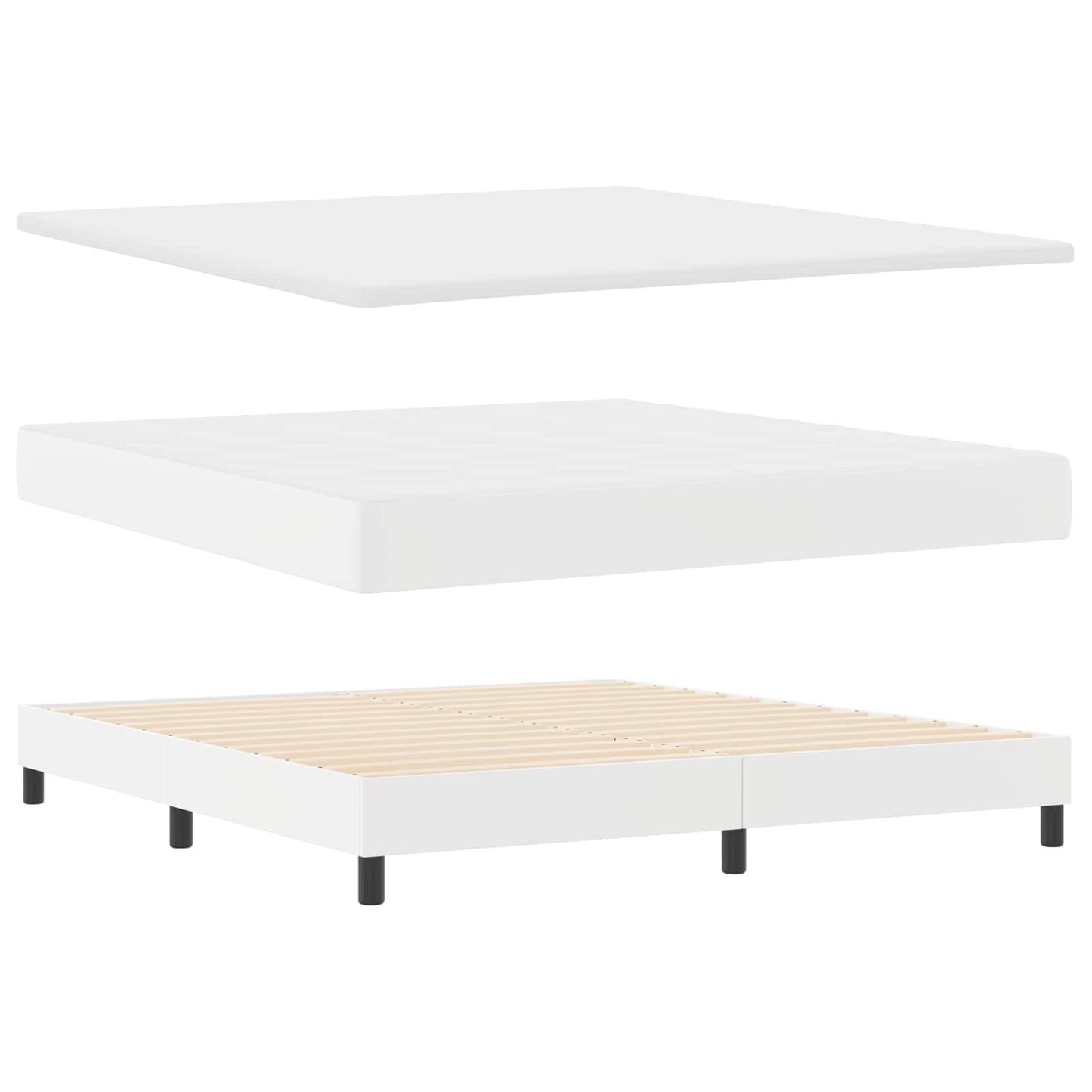Boxspringbett mit Matratze Weiß 180 x 200 cm Kunstleder