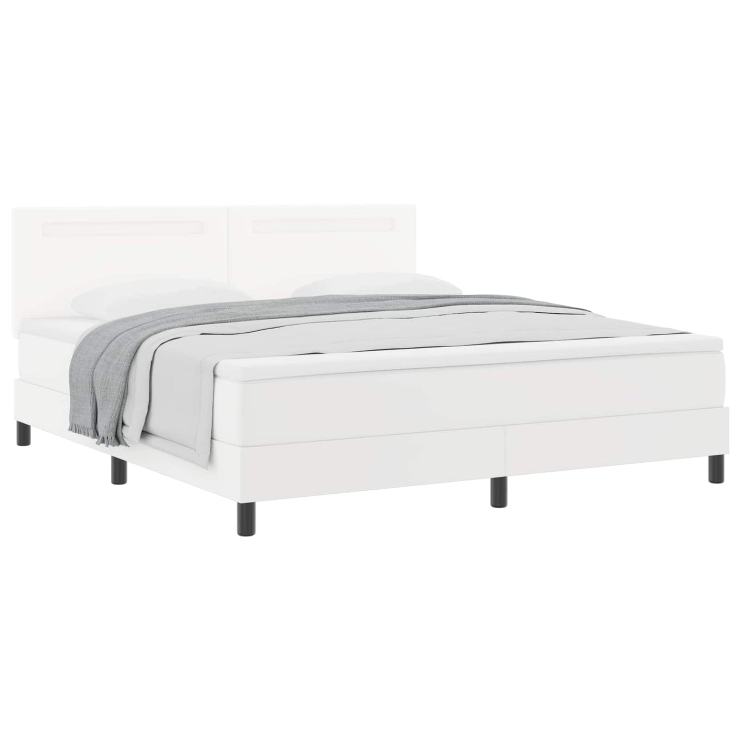 Boxspringbett mit Matratze Weiß 180 x 200 cm Kunstleder