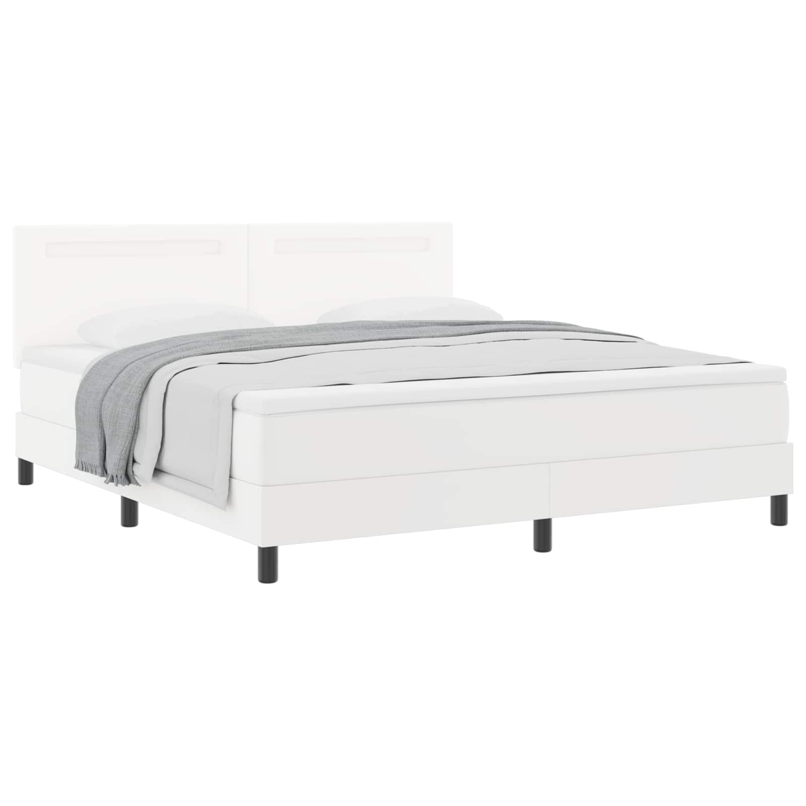 Boxspringbett mit Matratze Weiß 180 x 200 cm Kunstleder