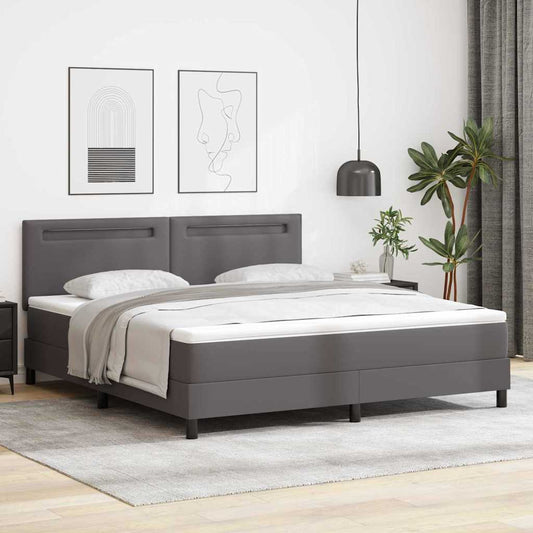 Bettgestell mit Matratze Grau 180 x 200 cm Kunstleder