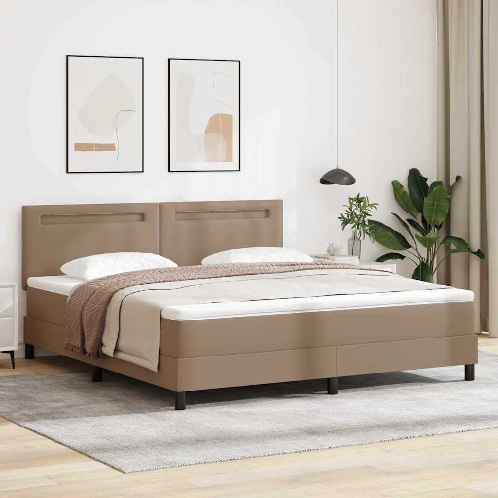 Bettgestell mit Matratze Cappuccino 180 x 200 cm Kunstleder