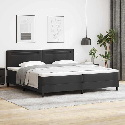 Bettgestell mit Matratze Schwarz 200 x 200 cm Kunstleder