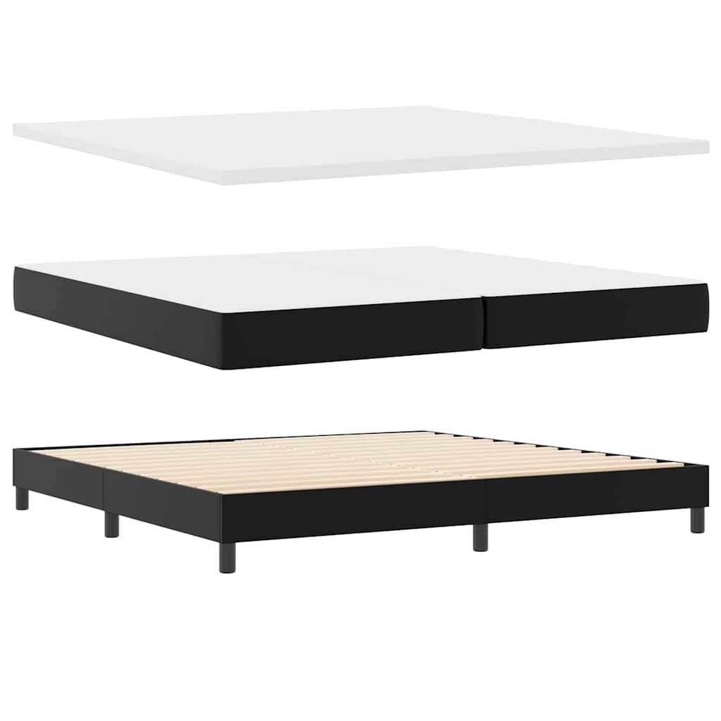 Bettgestell mit Matratze Schwarz 200 x 200 cm Kunstleder