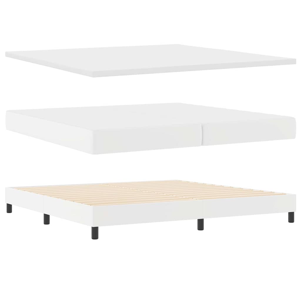 Bettgestell mit Matratze Weiß 200 x 200 cm Kunstleder