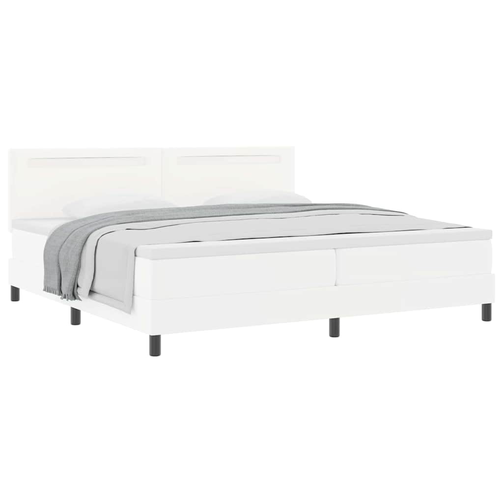 Bettgestell mit Matratze Weiß 200 x 200 cm Kunstleder