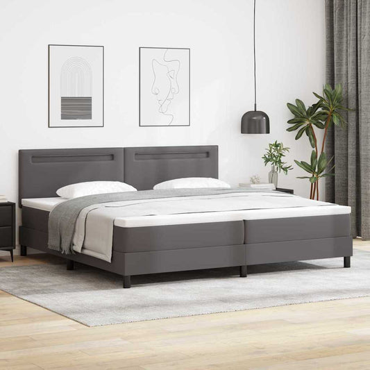 Bettgestell mit Matratze Grau 200 x 200 cm Kunstleder