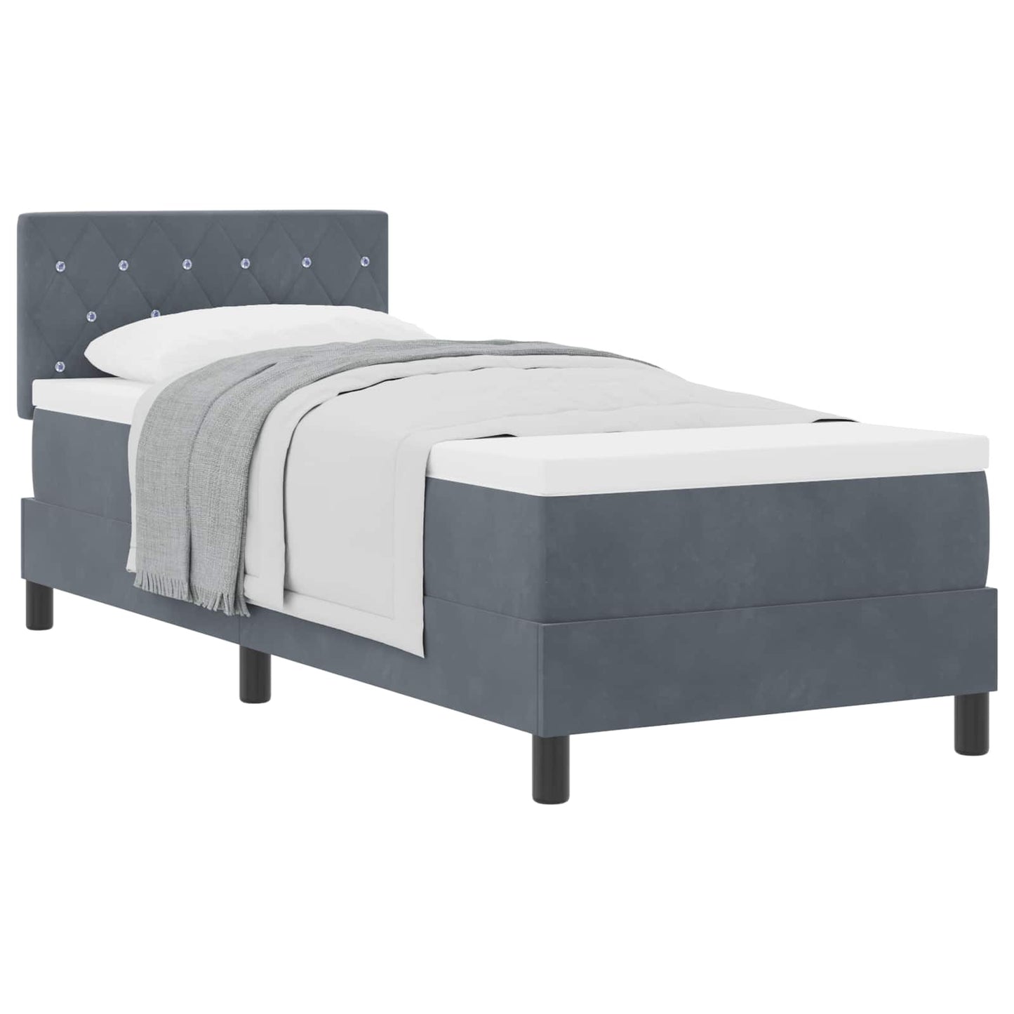 Boxspringbett mit Matratze Dunkelgrau 80 x 200 cm Samt