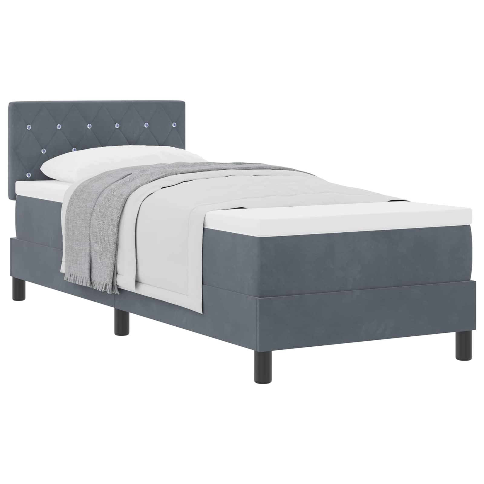 Boxspringbett mit Matratze Dunkelgrau 80 x 200 cm Samt