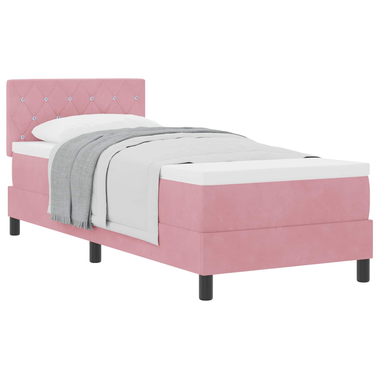 Boxspringbett mit Matratze mit Kopfteil Rosa 80 x 200 cm Samt
