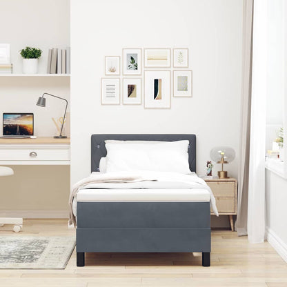 Boxspringbett mit Matratze Dunkelgrau 90 x 190 cm Samt