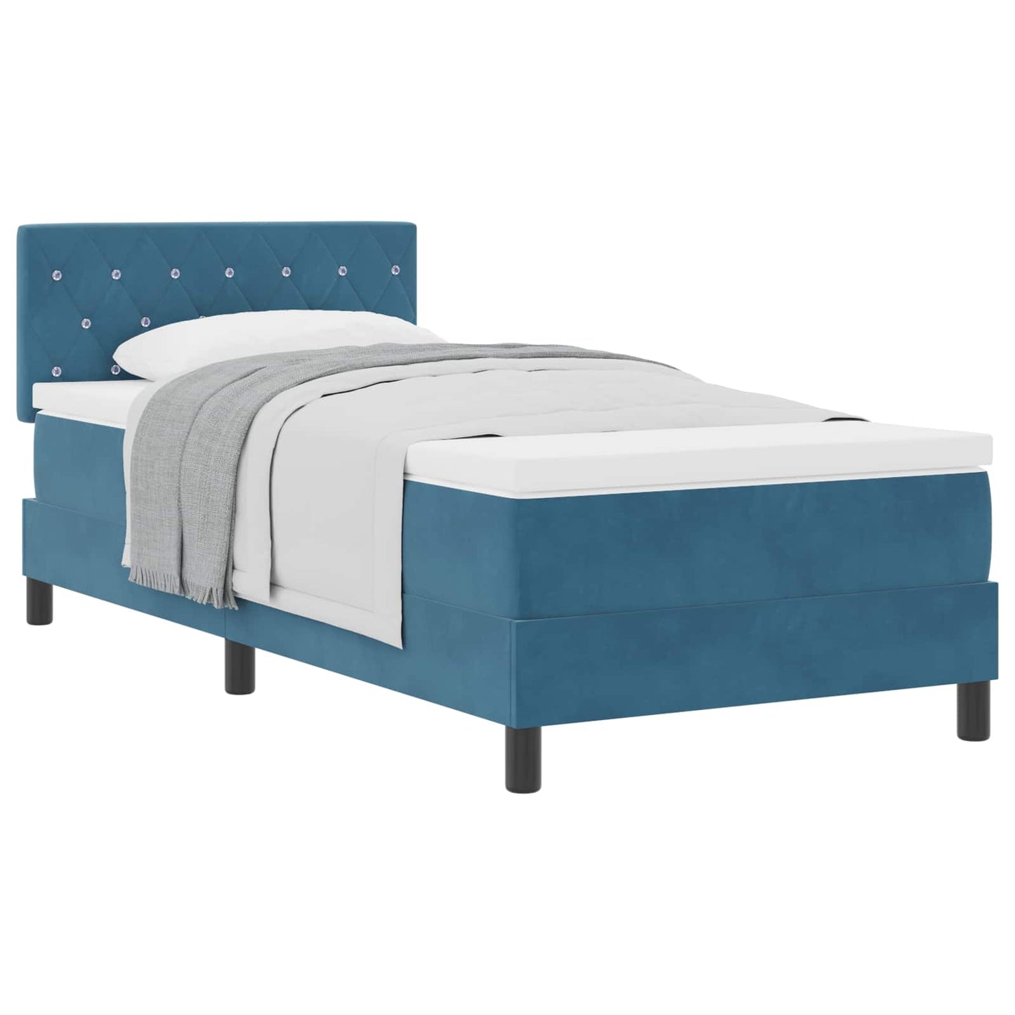 Boxspringbett mit Matratze Dunkelblau 90 x 190 cm Samt