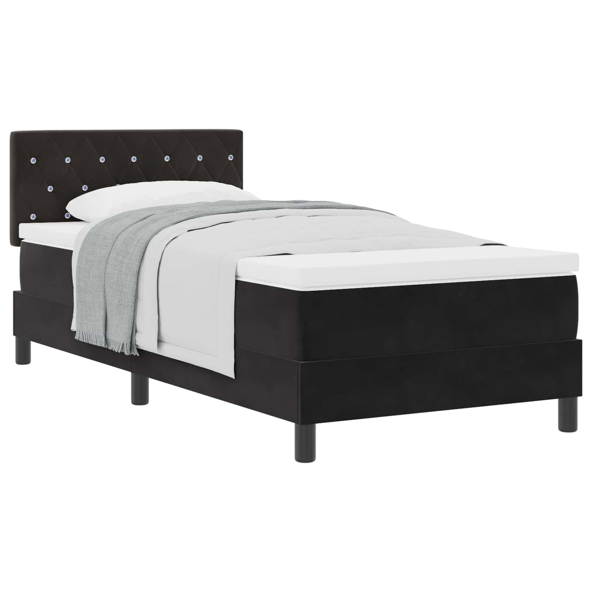 Boxspringbett mit Matratze Schwarz 90 x 200 cm Samt