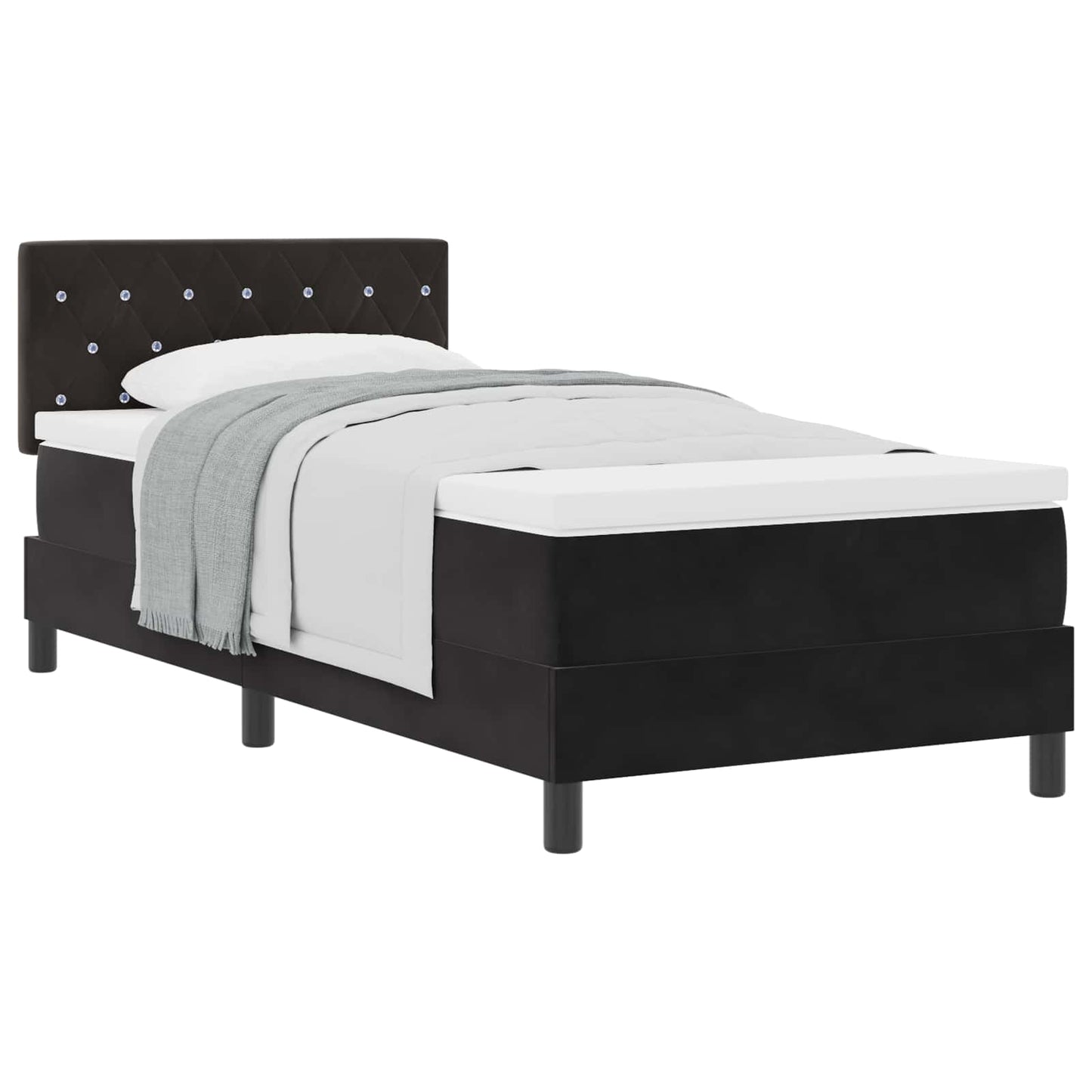 Boxspringbett mit Matratze Schwarz 90 x 200 cm Samt