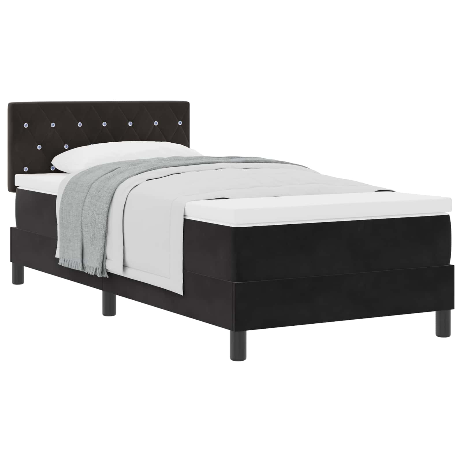 Boxspringbett mit Matratze Schwarz 90 x 200 cm Samt