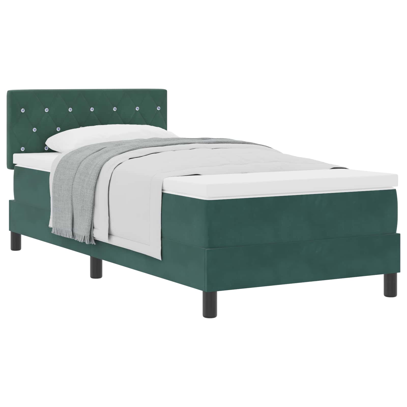 Boxspringbett mit Matratze Dunkelgrün 90 x 200 cm Samt