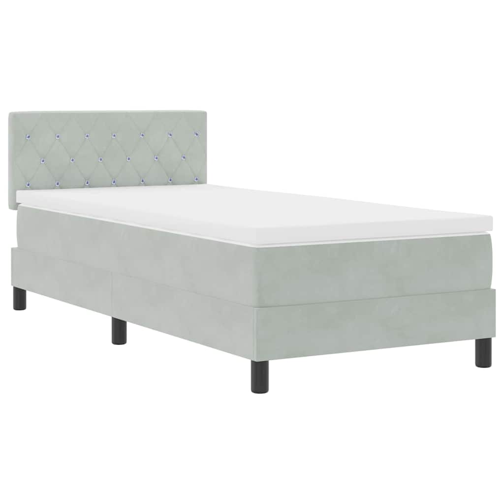 Boxspringbett mit Matratze Hellgrau 100 x 200 cm Samt