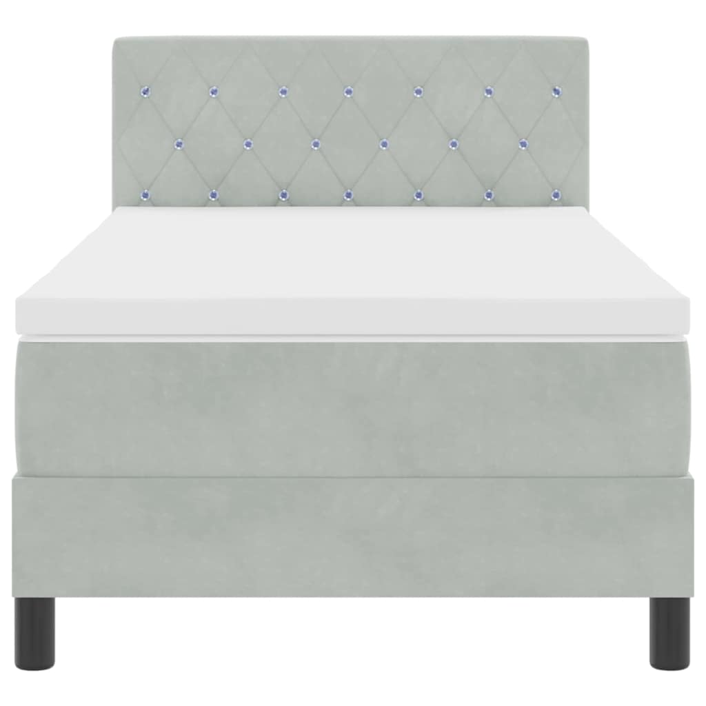Boxspringbett mit Matratze Hellgrau 100 x 200 cm Samt