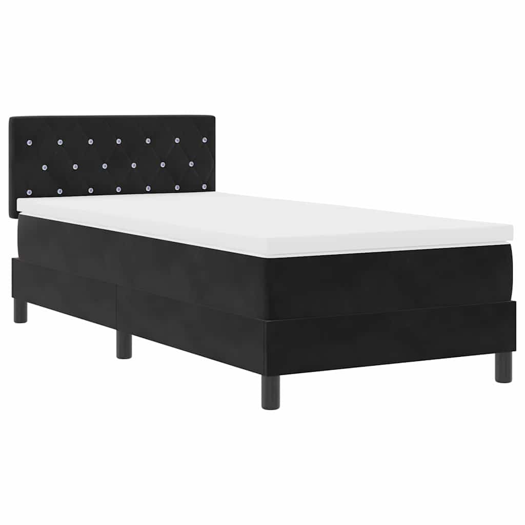 Boxspringbett mit Matratze Schwarz 100 x 200 cm Samt