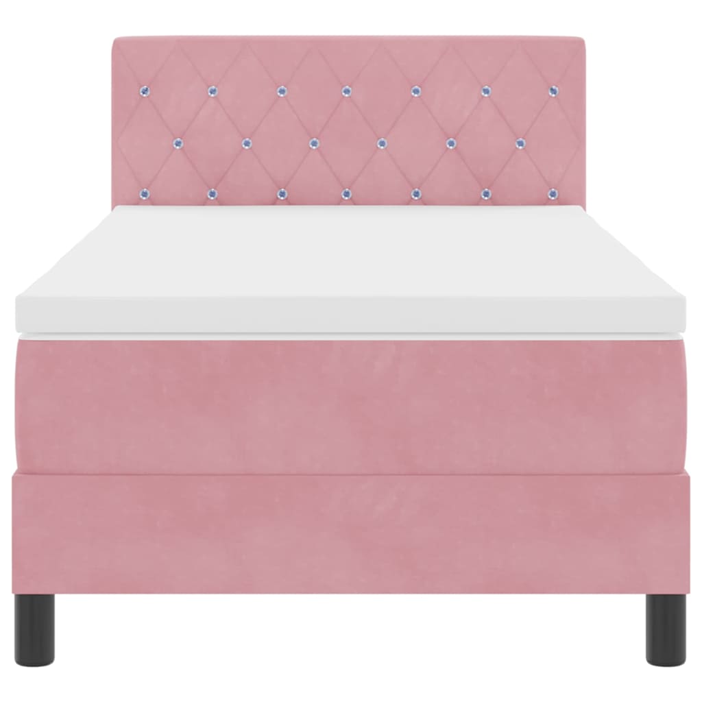Boxspringbett mit Matratze mit Kopfteil Rosa 100 x 200 cm Samt