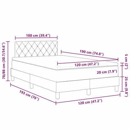 Boxspringbett mit Matratze Dunkelgrau 120 x 190 cm Samt