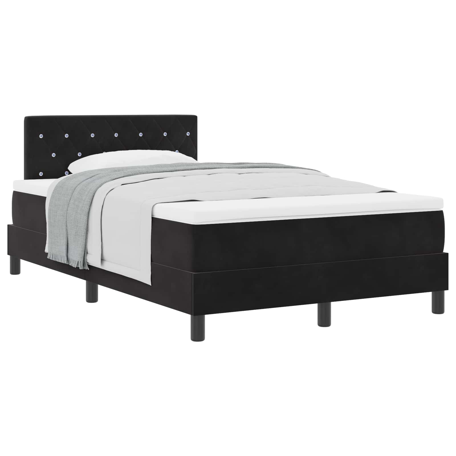 Boxspringbett mit Matratze Schwarz 120 x 190 cm Samt