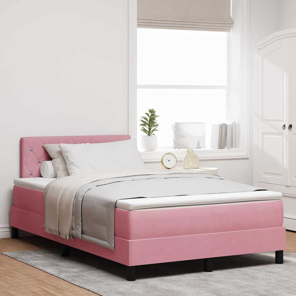 Boxspringbett mit Matratze mit Kopfteil Rosa 120 x 190 cm Samt