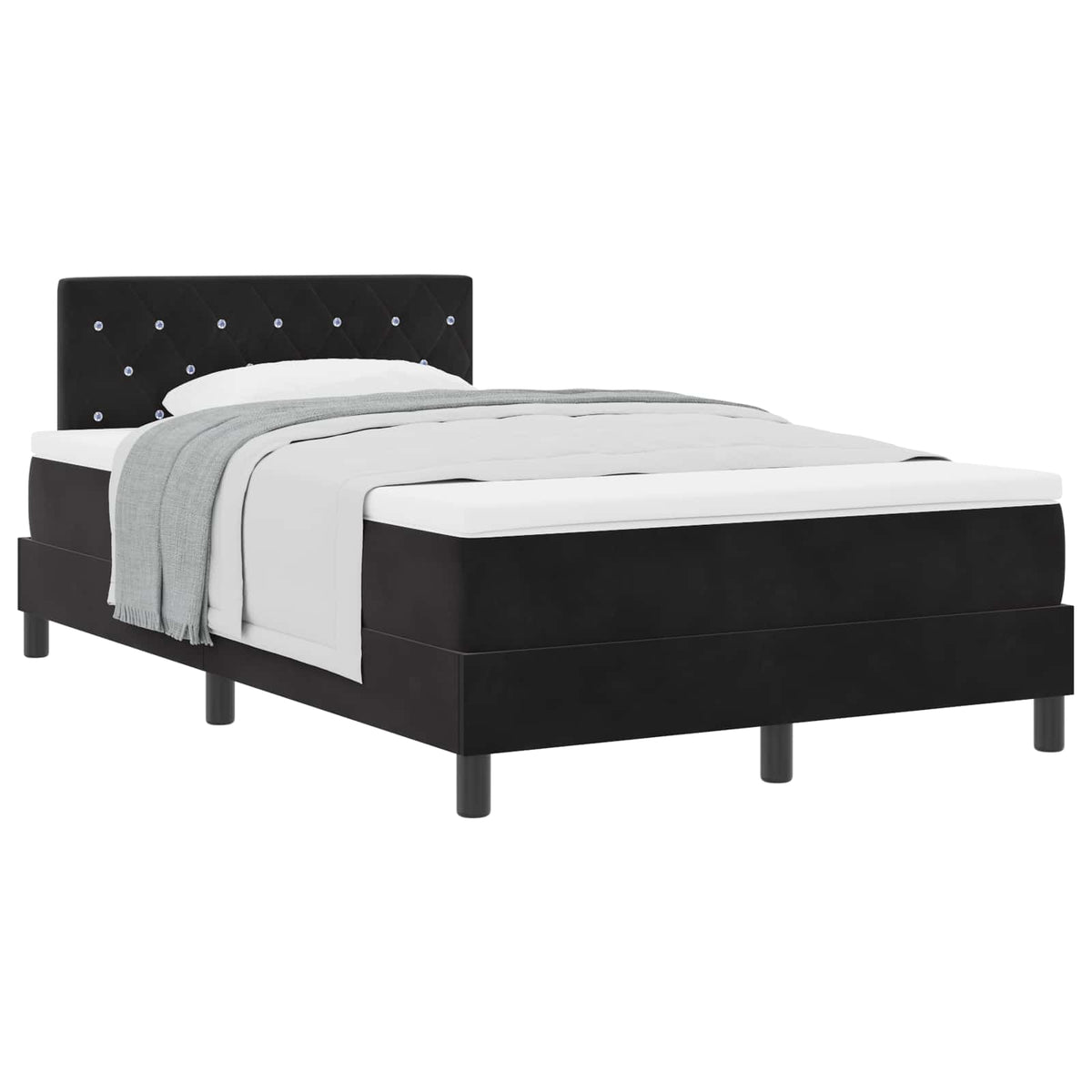 Boxspringbett mit Matratze Schwarz 120 x 200 cm Samt