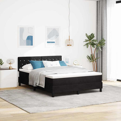 Boxspringbett mit Matratze Schwarz 140 x 190 cm Samt
