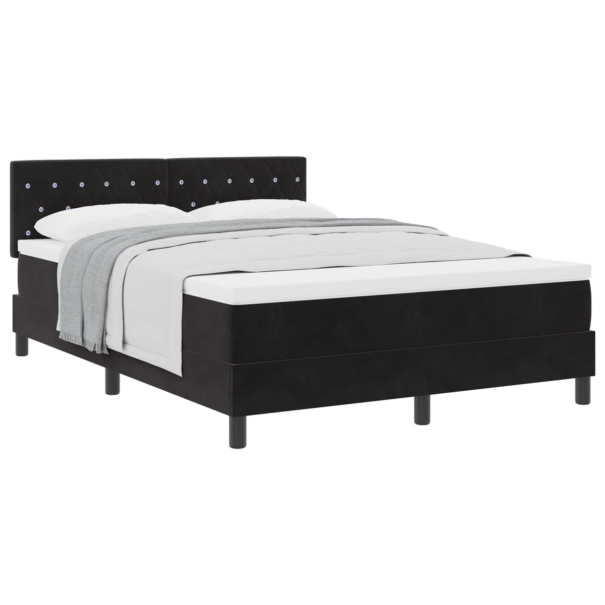 Boxspringbett mit Matratze Schwarz 140 x 190 cm Samt