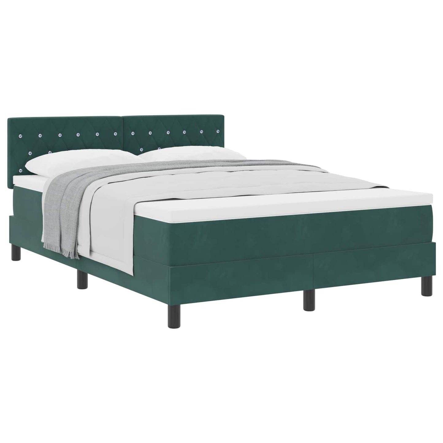 Boxspringbett mit Matratze Dunkelgrün 140 x 190 cm Samt