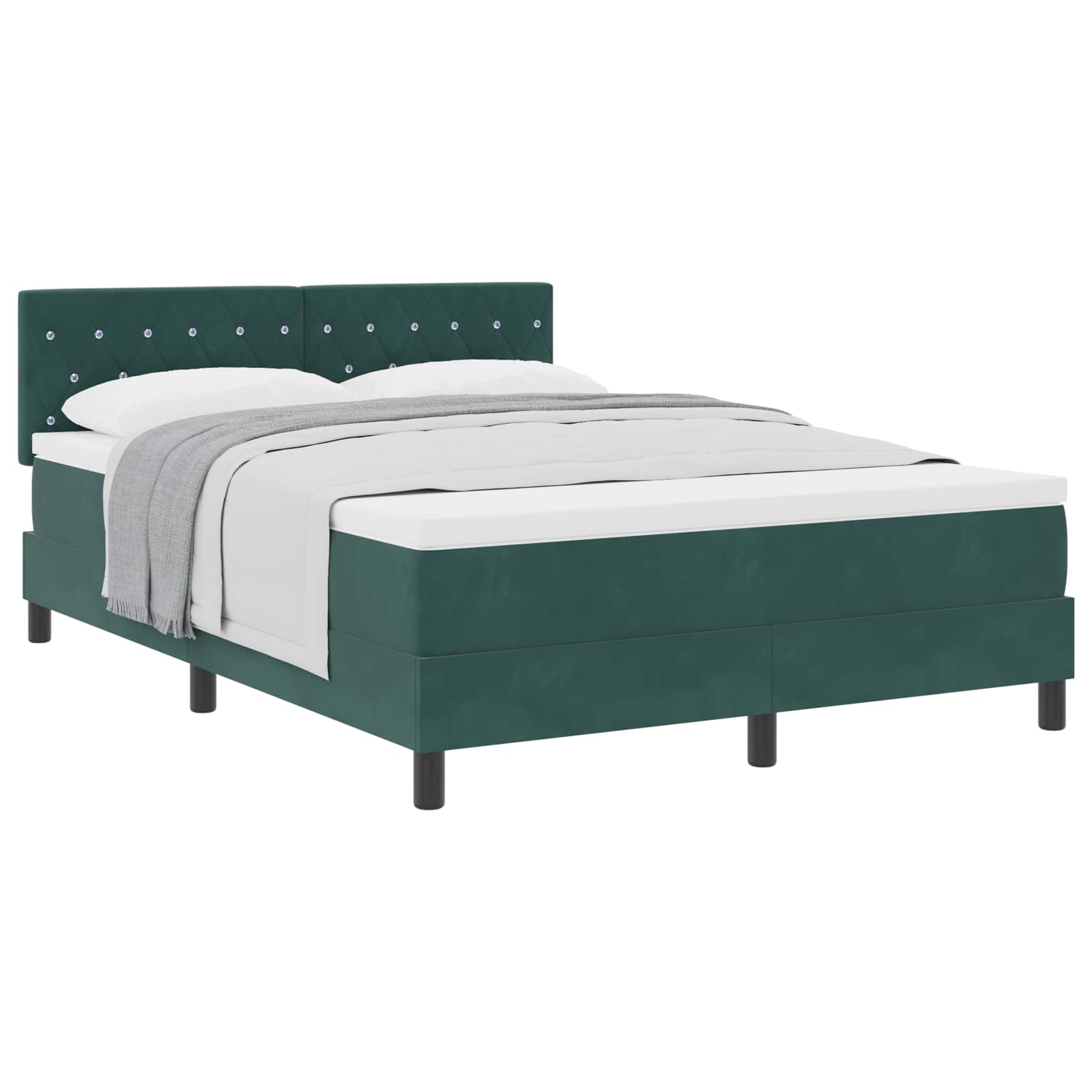 Boxspringbett mit Matratze Dunkelgrün 140 x 190 cm Samt